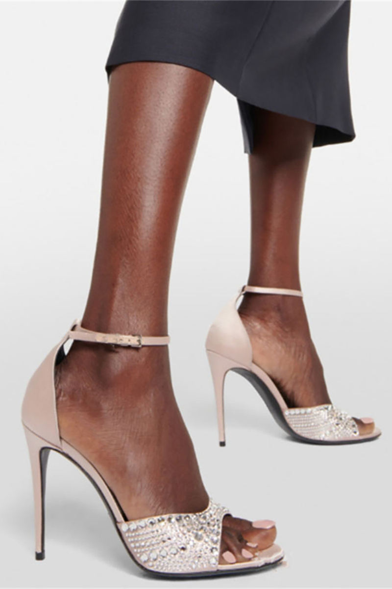 Peep-Toe Rhinestone Decor Ankle Strap Stiletto Heels-Fuchsia-Hayhty.All Rights Reserved.