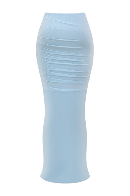 Neck Wrapped Strapless Corset Bodycon Maxi Skirt 2pcs Set-Blue-Hayhty.All Rights Reserved.
