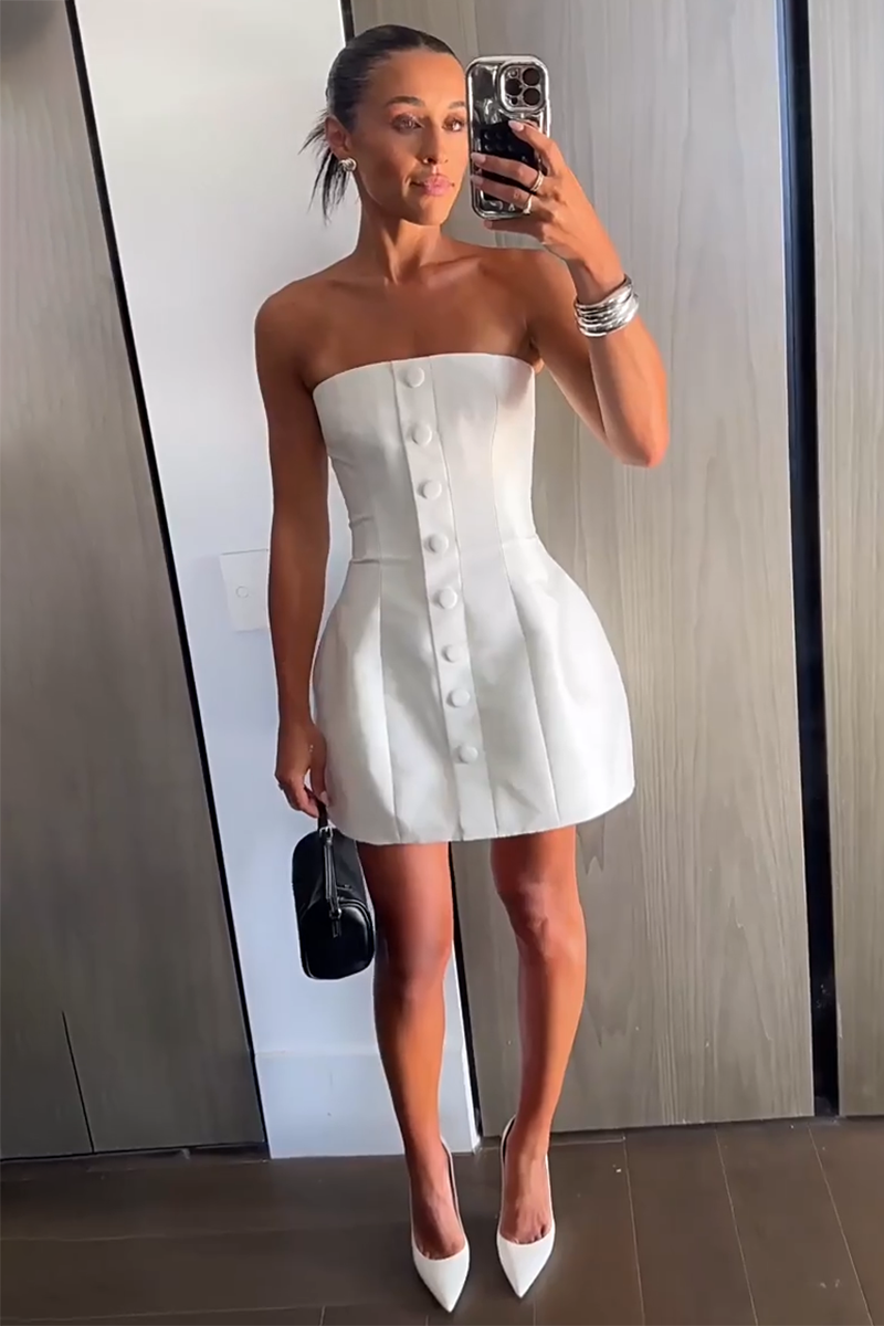 Boat Neck Front Button A-Line Puff Hem Mini Tube Dresses-White-Hayhty.All Rights Reserved.