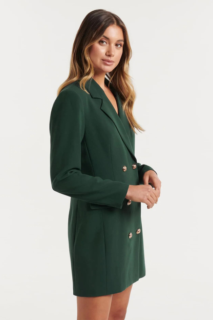 Notch Lapel Long Sleeve Double-Breasted Blazer Mini Dresses-Black-Hayhty.All Rights Reserved.