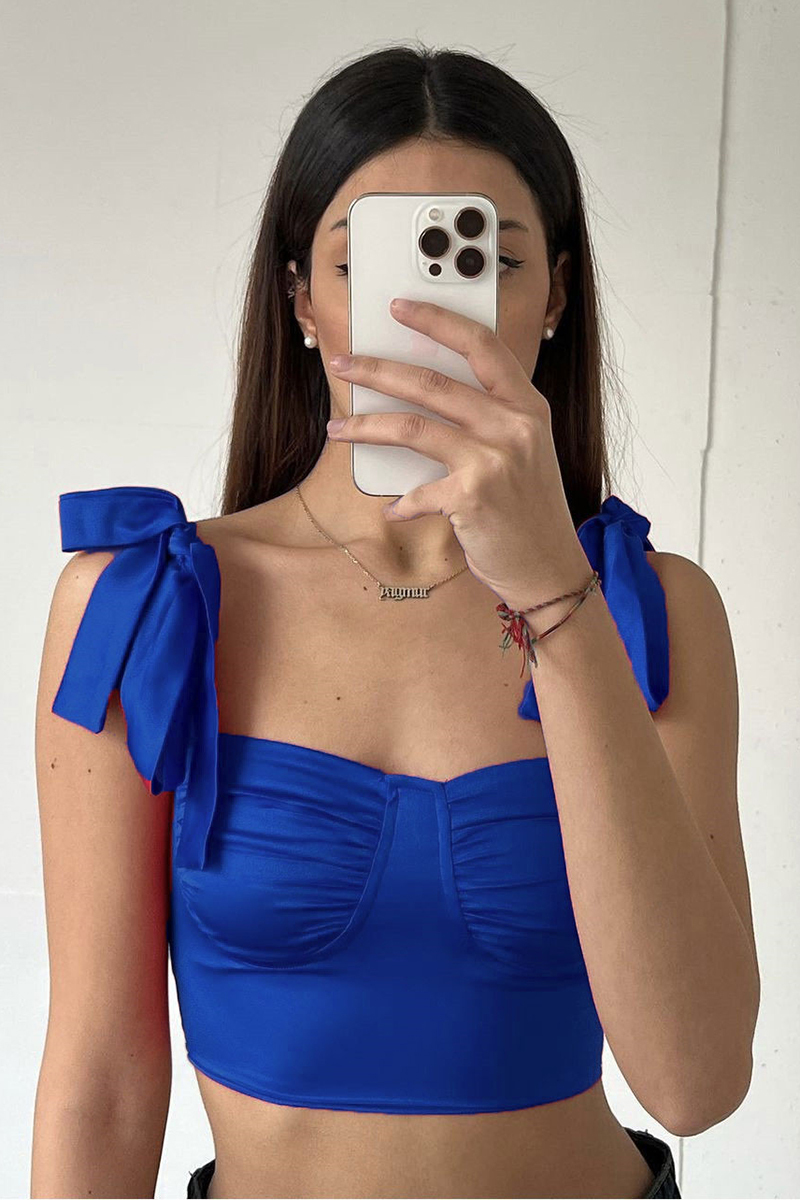 Bow Strap Crop Tank Top-Hayhty.All Rights Reserved.