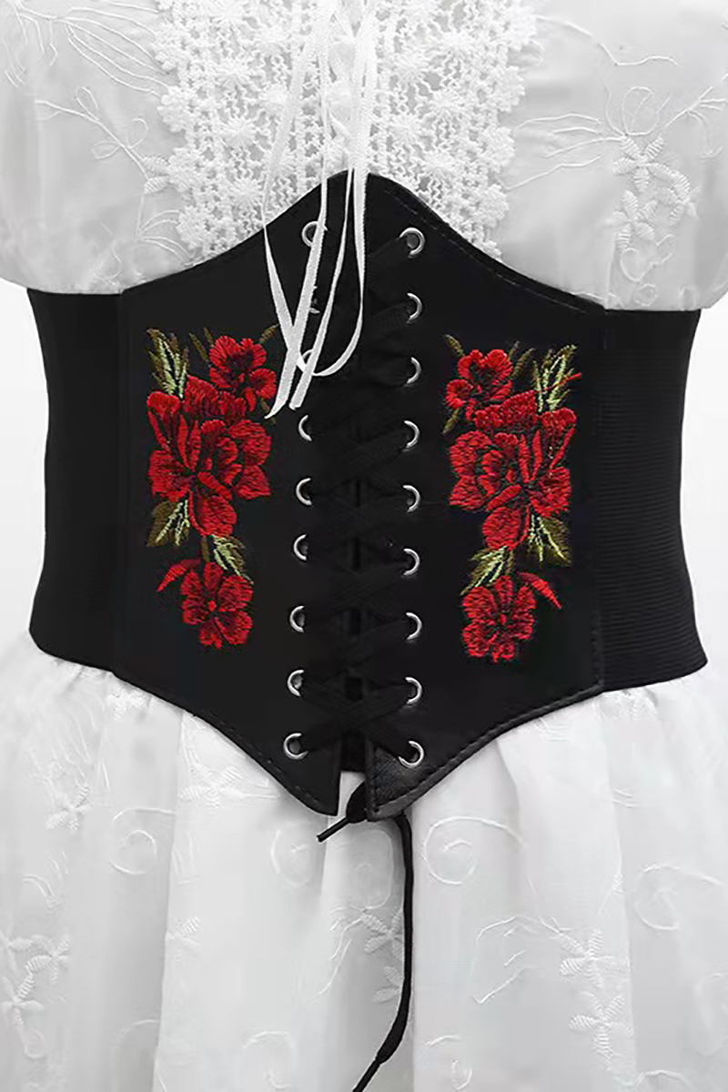 Alloy Geometric Buckle Girdle-Black1-Hayhty.All Rights Reserved.