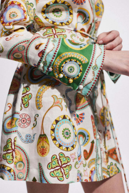 Mixed Print Long Sleeve Tie Belt Vacation Mini Shirt Dresses-Beige-Hayhty.All Rights Reserved.