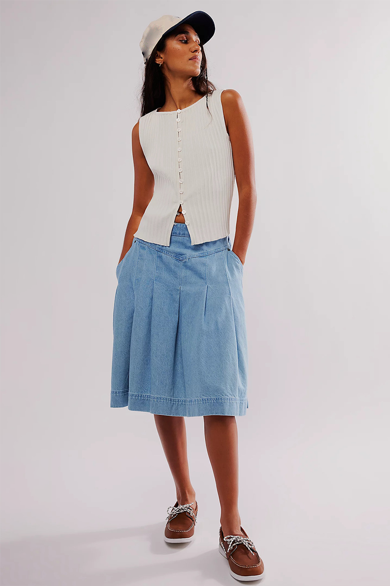 Pleated Solid Color Knit Button Up Tank Top-Yellow-Hayhty.All Rights Reserved.