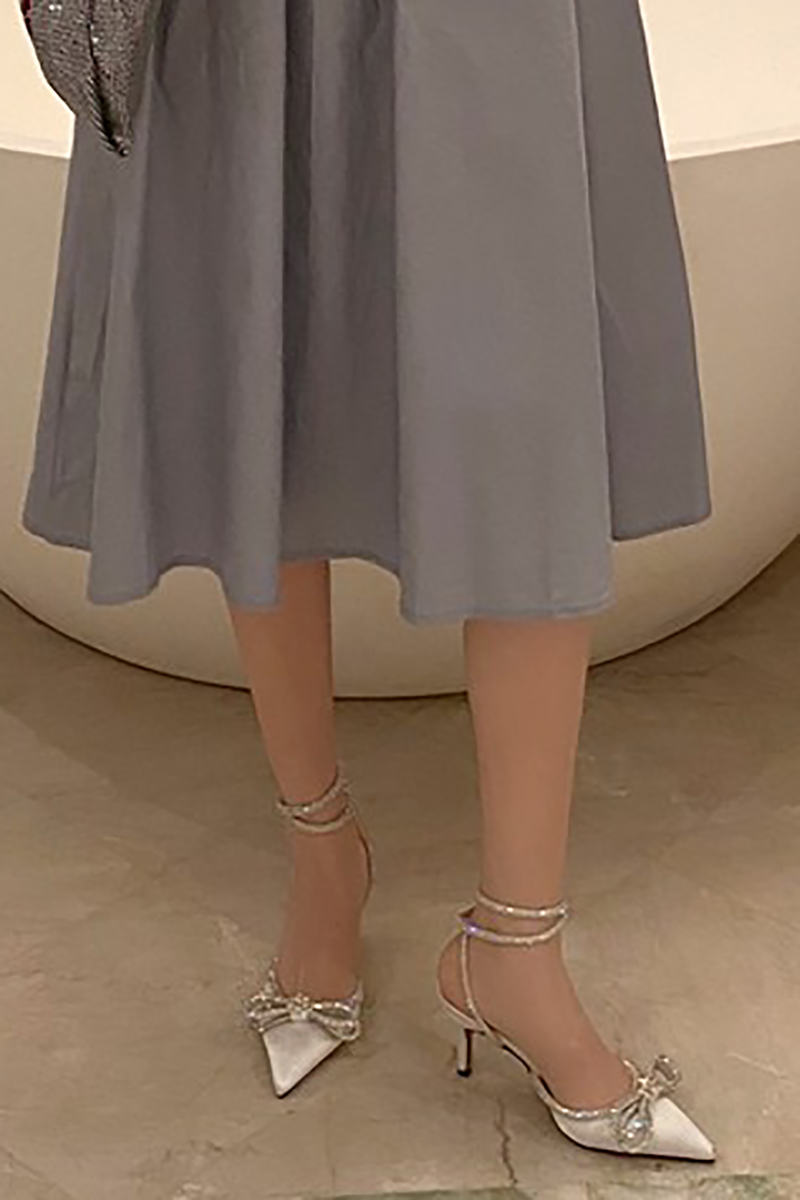 Rhinestone Bow Patchwork Pointy High Heel Sandals-Hayhty.All Rights Reserved.