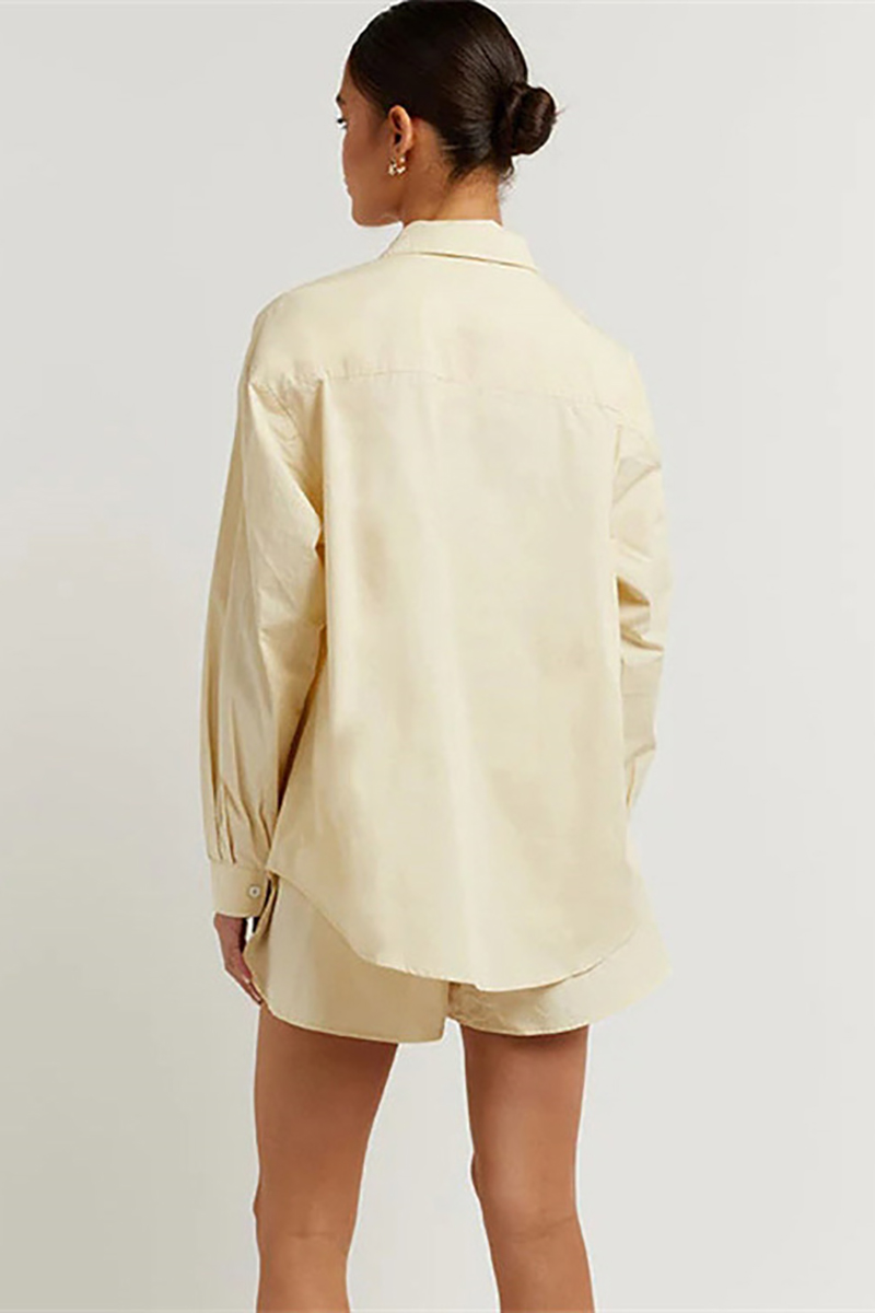 Long Sleeve Blouses Cami Crop Top 3pcs Shorts Set-Hayhty.All Rights Reserved.