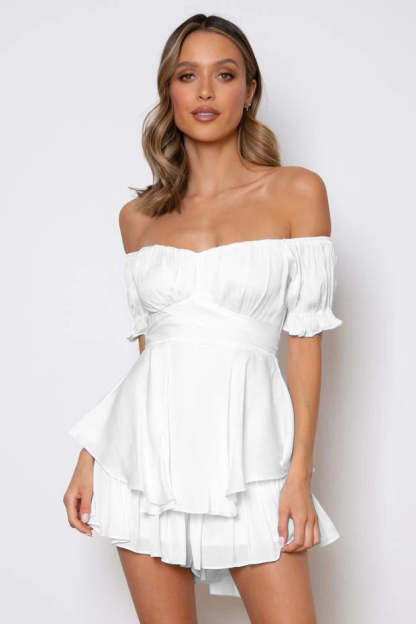 Off Shoulder Short Sleeve Jumpsuit-Hayhty.All Rights Reserved.