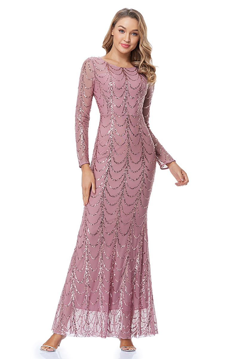 Sequin Slim Prom Mermaid Long Sleeve Maxi Dresses-Hayhty.All Rights Reserved.