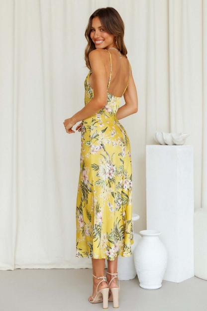 Vacation Cami Boat Neck Floral Print Slit Satin Vacation Midi Dress-Hayhty.All Rights Reserved.