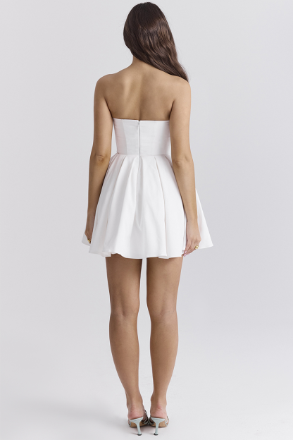 Boat Neck Corset A-Line Mini Tube Dresses-White-Hayhty.All Rights Reserved.