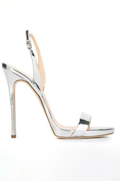 Glossy Metallic Peep-Toe High-Heeled Sandal-Gold-Hayhty.All Rights Reserved.