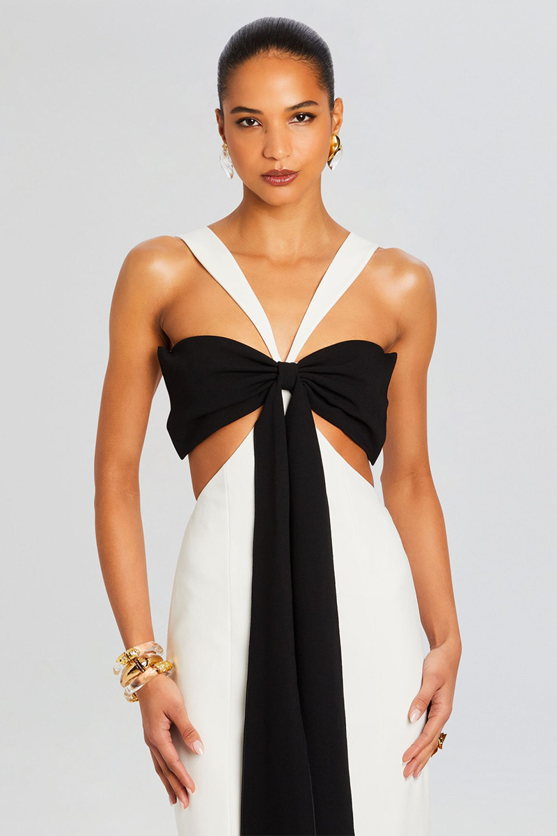 Sleeveless Cutout Colorblock Backless Gowns Maxi Dresses-Black-Hayhty.All Rights Reserved.