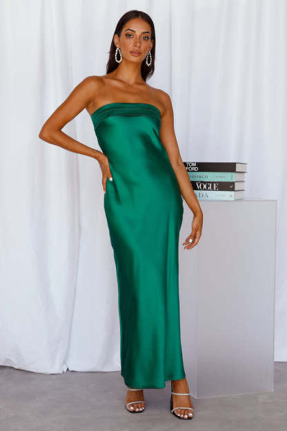 Half Open Back Sleeveless Silky Maxi Dress-Hayhty.All Rights Reserved.