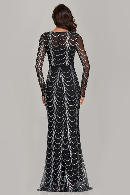 Sequin Slim Prom Mermaid Long Sleeve Maxi Dresses-Hayhty.All Rights Reserved.