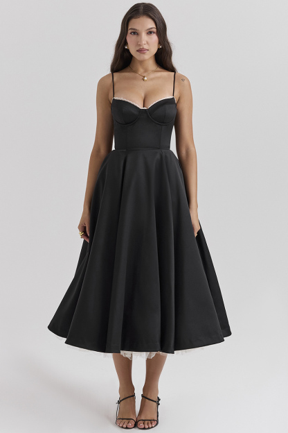 Elegant Cinch Waist Party Bridesmaid Tulle Layered Midi Slip Dresses-Pink-Hayhty.All Rights Reserved.