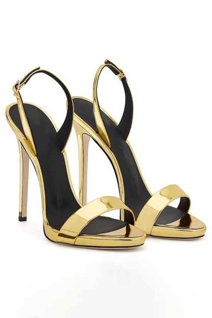 Glossy Metallic Peep-Toe High-Heeled Sandal-Gold-Hayhty.All Rights Reserved.