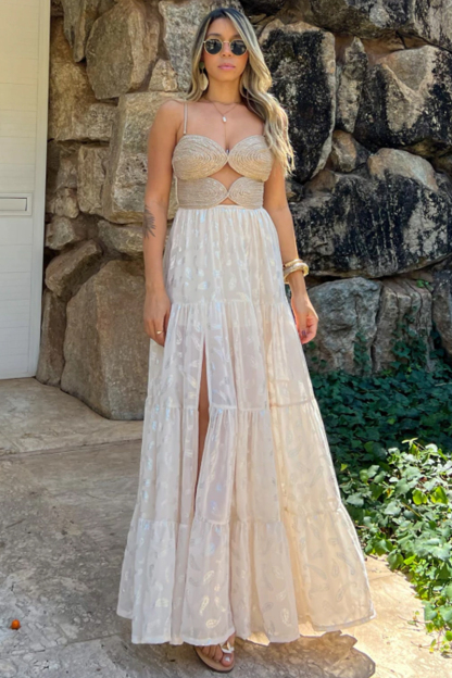 Braided Chest A-Line Side Slit Flowy Maxi Strappy Dresses-Beige-Hayhty.All Rights Reserved.