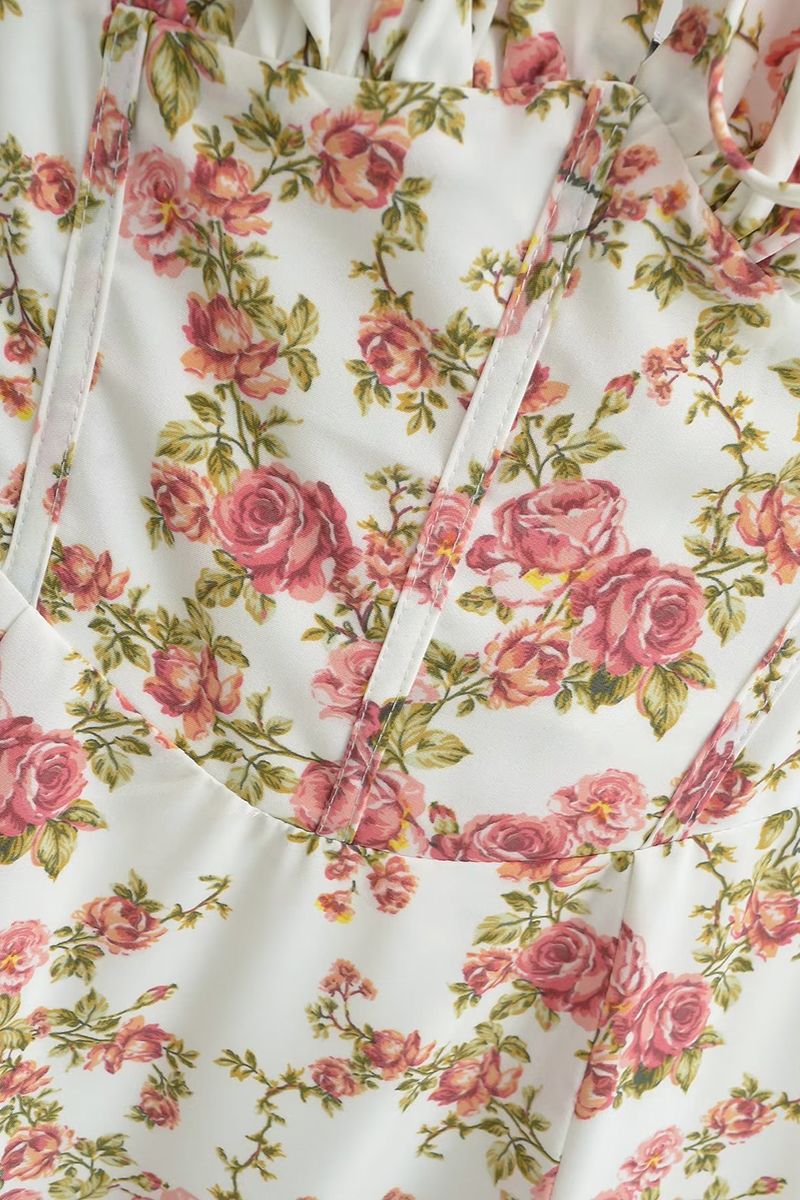 Tied Up Lace Up Floral Print Slit A-Line Vacation Slip Midi Dress-Hayhty.All Rights Reserved.