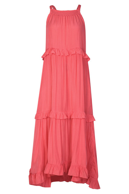 Ruffled Tiered Sleeveless Irregular Vacation Maxi Dresses-Hayhty.All Rights Reserved.