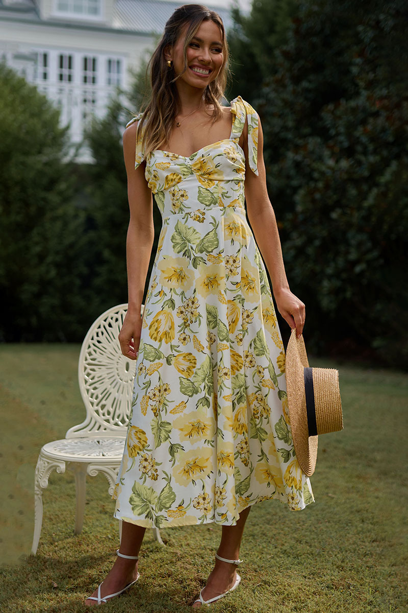 Floral Print Tied Strap Sleeveless Vacation Midi Dresses-Hayhty.All Rights Reserved.