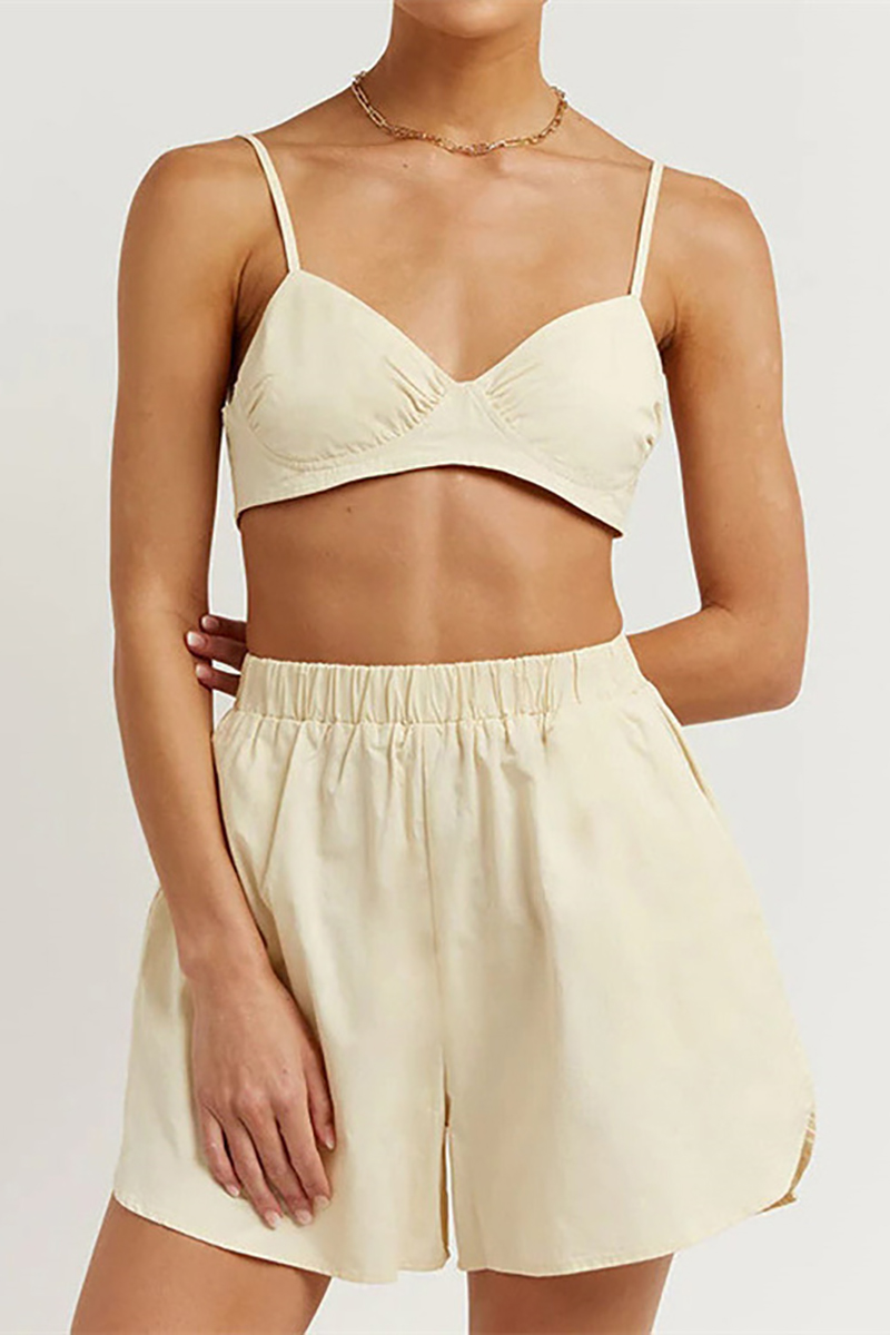 Long Sleeve Blouses Cami Crop Top 3pcs Shorts Set-Hayhty.All Rights Reserved.