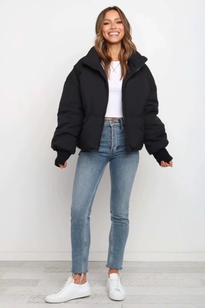 Long Sleeve Zip Puffer Jacket-Hayhty.All Rights Reserved.