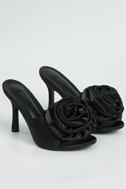3D Flower Decor Peep-Toe High-Heeled Slippers-Pink-Hayhty.All Rights Reserved.