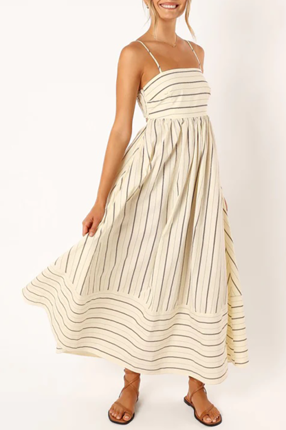 Boat Neck Spaghetti Strap A-Line Backless Striped Print Maxi Dresses-Pink-Hayhty.All Rights Reserved.