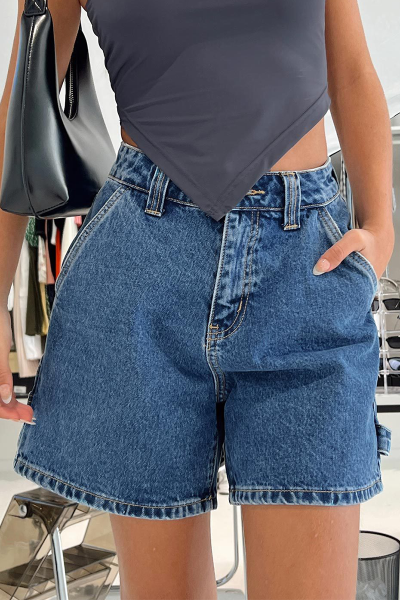 Pockets Denim Casual Shorts-Blue-Hayhty.All Rights Reserved.