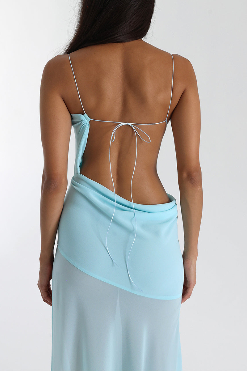 Backless See Through Cut Out Tied Up Party Maxi Dresses-Blue-Hayhty.All Rights Reserved.
