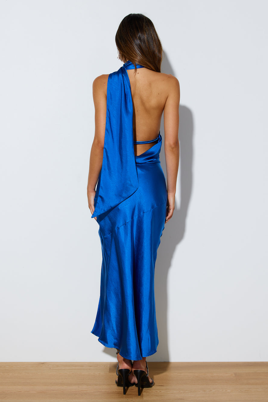High Halter Open Back Slit Midi Dresses-Hayhty.All Rights Reserved.