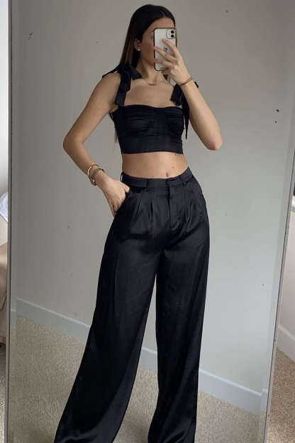 Bow Strap Crop Tank Top-Hayhty.All Rights Reserved.