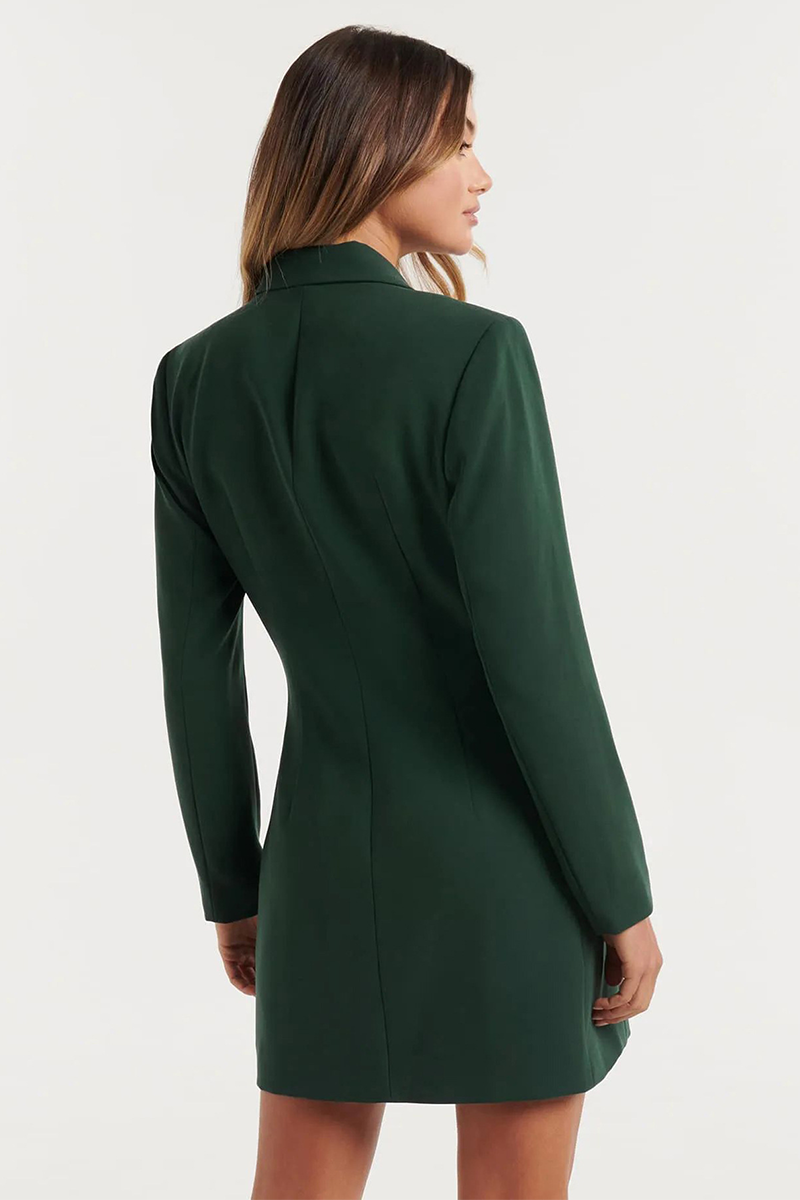 Notch Lapel Long Sleeve Double-Breasted Blazer Mini Dresses-Black-Hayhty.All Rights Reserved.