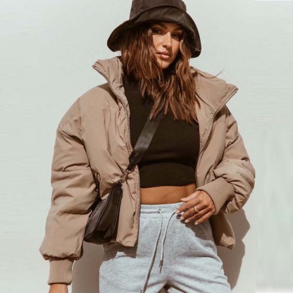Long Sleeve Zip Puffer Jacket-Hayhty.All Rights Reserved.