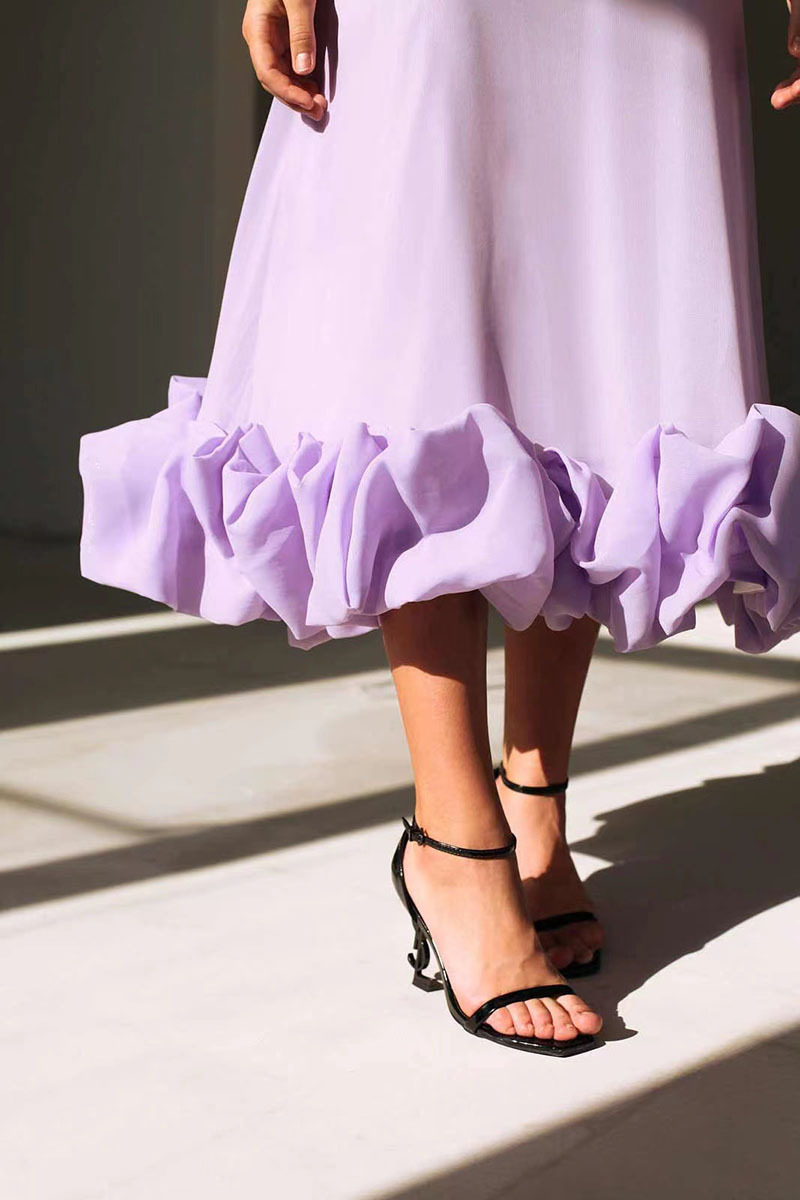 Cami Ruffle Hem Formal Party Bridesmaid A-Line Maxi Dress-Hayhty.All Rights Reserved.