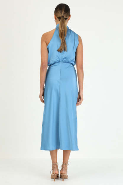 Turtleneck Sleeveless Satin Midi Dresses-Hayhty.All Rights Reserved.
