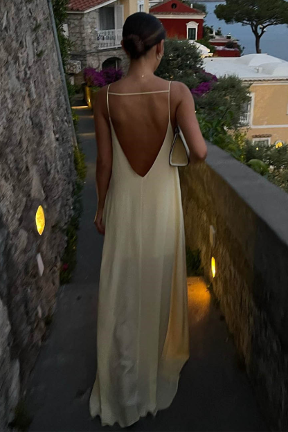Cutout Spaghetti Strap Open Back Loose Fit Sleeveless Maxi Dresses-Beige-Hayhty.All Rights Reserved.