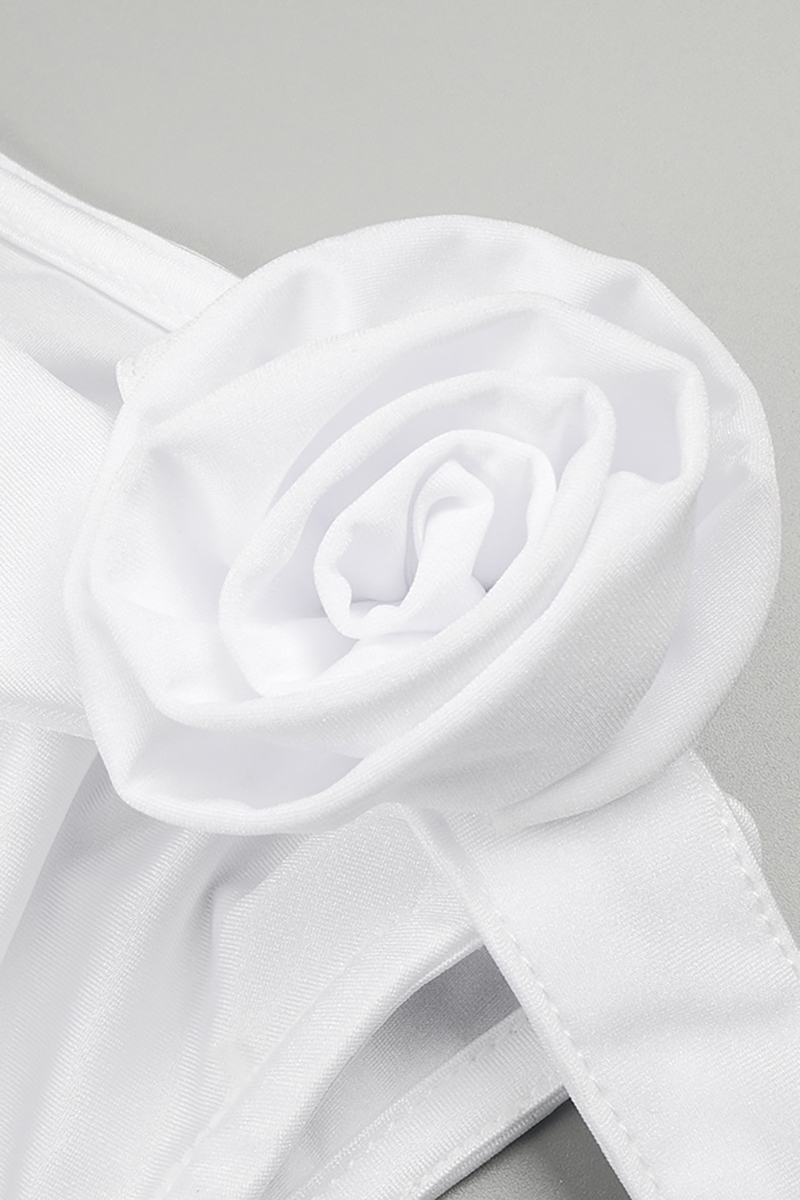 3D Flower Decor Asymmetric Neck Sleeveless Satin Formal Party High Slit Maxi Dresses-Hayhty.All Rights Reserved.