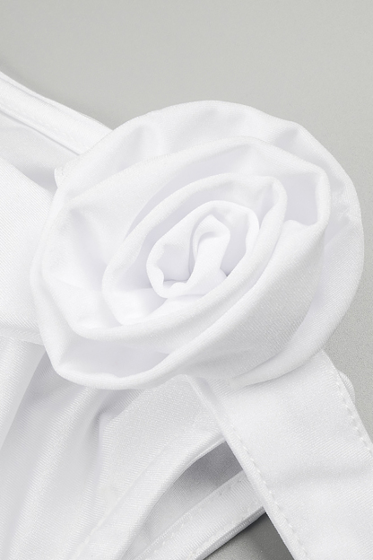 3D Flower Decor Asymmetric Neck Sleeveless Satin Formal Party High Slit Maxi Dresses-Hayhty.All Rights Reserved.
