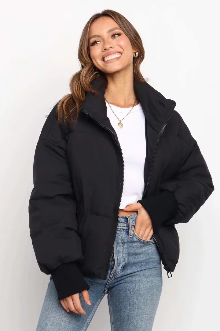 Long Sleeve Zip Puffer Jacket-Hayhty.All Rights Reserved.