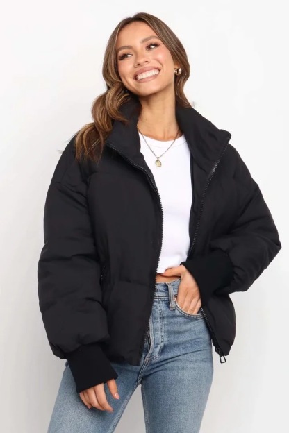 Long Sleeve Zip Puffer Jacket-Hayhty.All Rights Reserved.