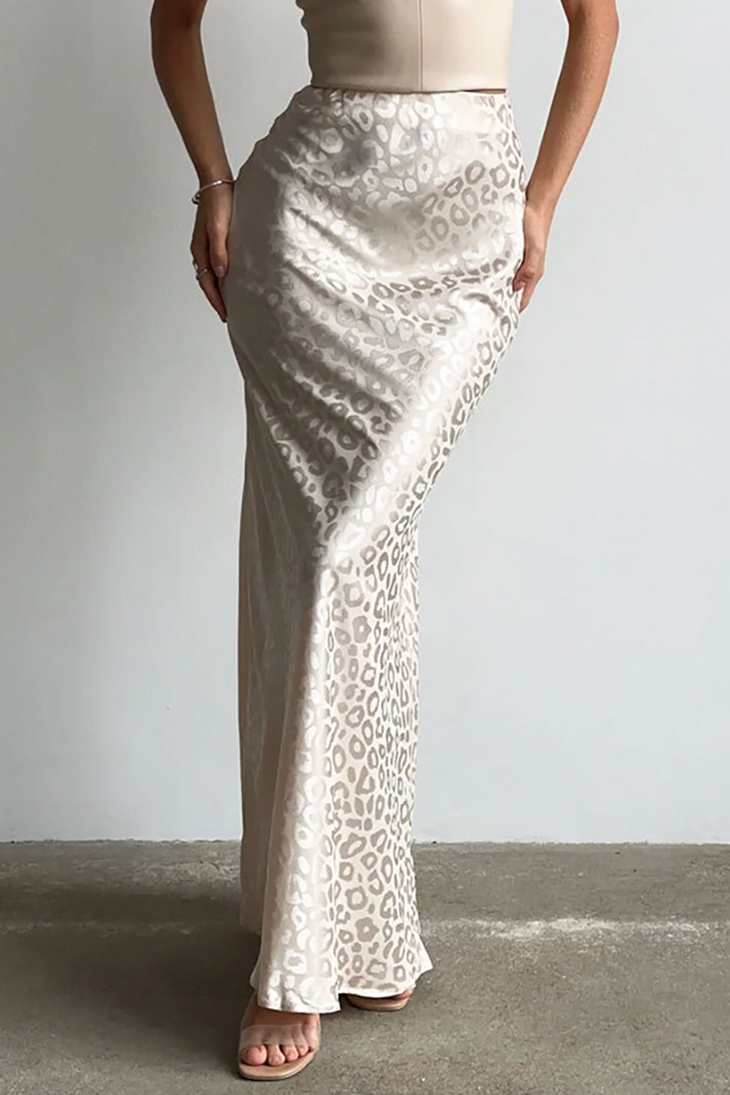 Leopard Print Bodycon Fishtail Maxi Skirt-Brown-Hayhty.All Rights Reserved.