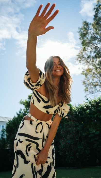 Doodle Printed Off-shoulder Maxi Dress Matching Set-Hayhty.All Rights Reserved.