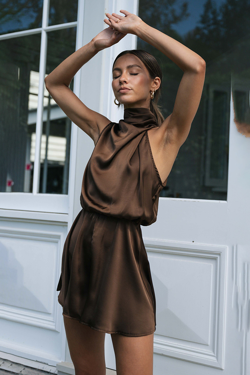 Sleeveless High Neckline Cut Out Romper Casual Jumpsuit-Hayhty.All Rights Reserved.