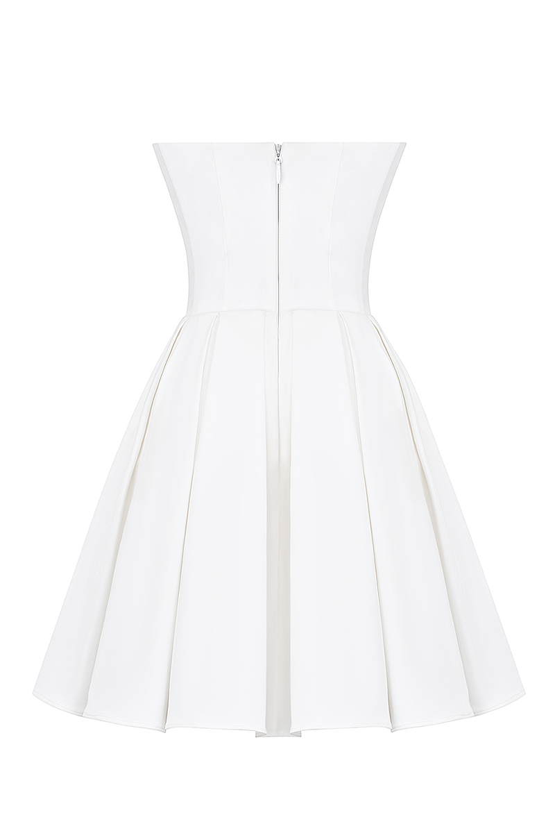 Boat Neck Corset A-Line Mini Tube Dresses-White-Hayhty.All Rights Reserved.