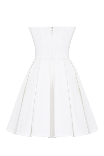 Boat Neck Corset A-Line Mini Tube Dresses-White-Hayhty.All Rights Reserved.