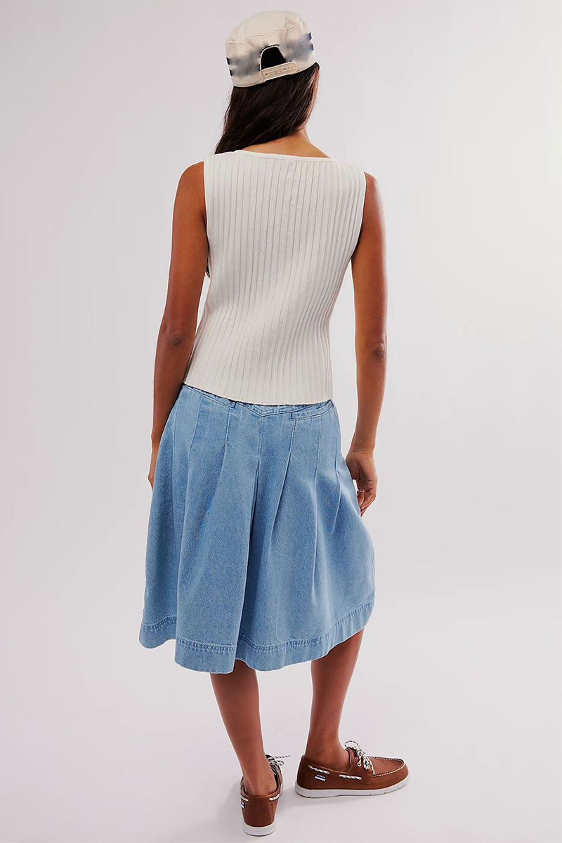 Pleated Solid Color Knit Button Up Tank Top-Yellow-Hayhty.All Rights Reserved.