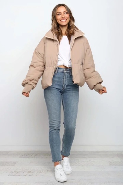 Long Sleeve Zip Puffer Jacket-Hayhty.All Rights Reserved.
