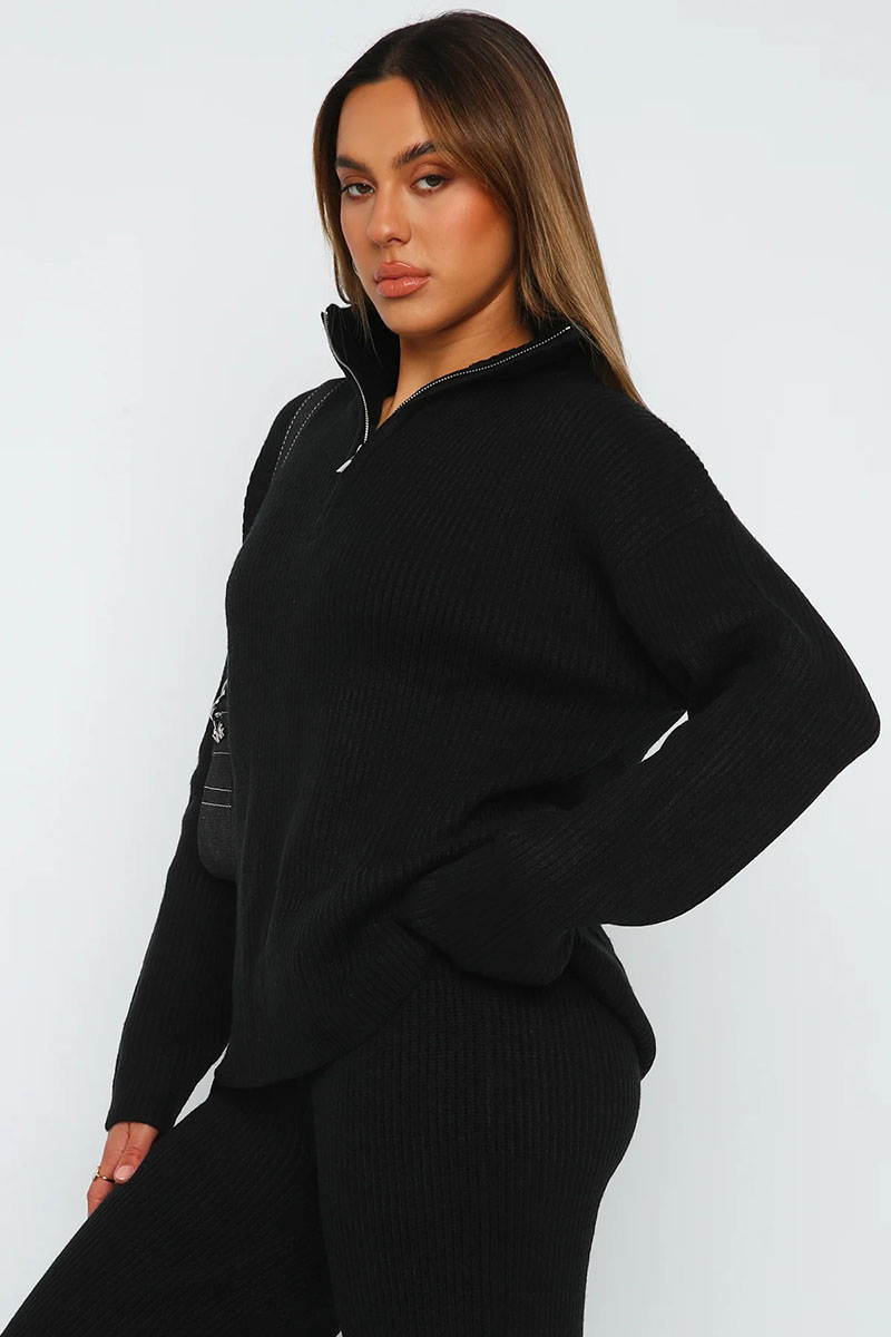 Turndown Collar Long Sleeve Sweater Plain Pants Matching Set-Beige-Hayhty.All Rights Reserved.