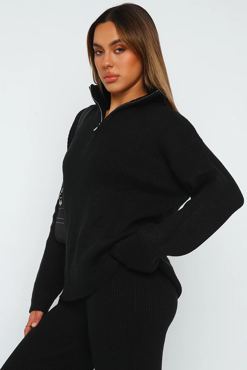 Turndown Collar Long Sleeve Sweater Plain Pants Matching Set-Beige-Hayhty.All Rights Reserved.